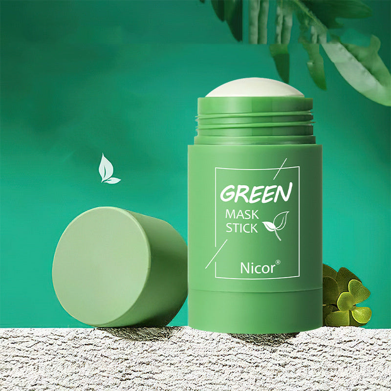 Masque nettoyant au thé vert Bâton d’argile Contrôle de l’huile Anti-acné Blanchiment Masque d’algues Soins de la peau