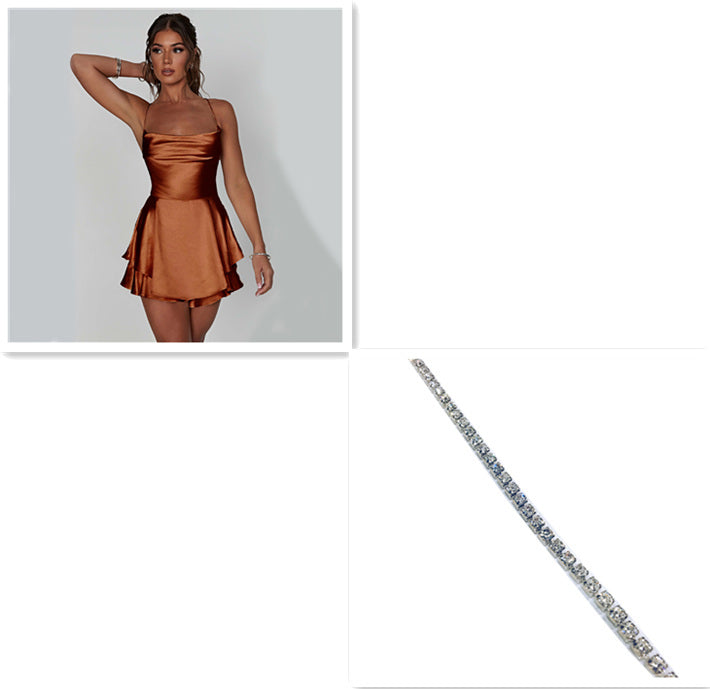 Robe à bretelles élégantes à bretelles en satin dos nu