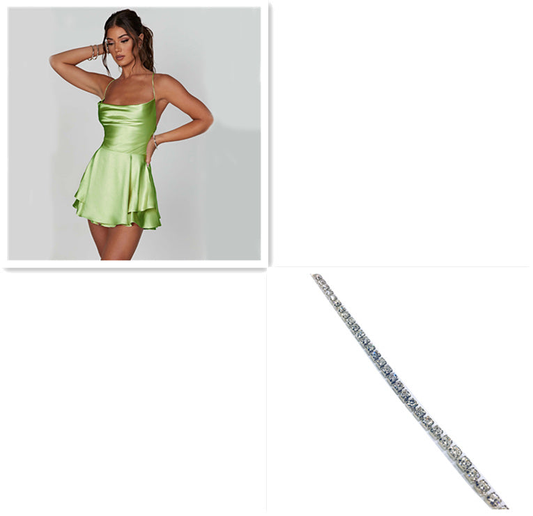 Robe à bretelles élégantes à bretelles en satin dos nu